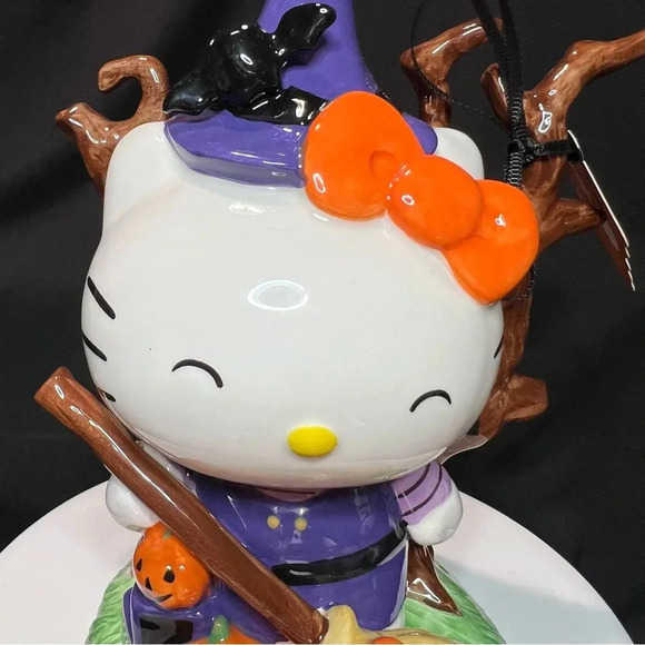 Blue Sky ClayWorks Hello Kitty Ceramic Halloween Witch Broomstick Spooky Figure - Picture 10 of 11